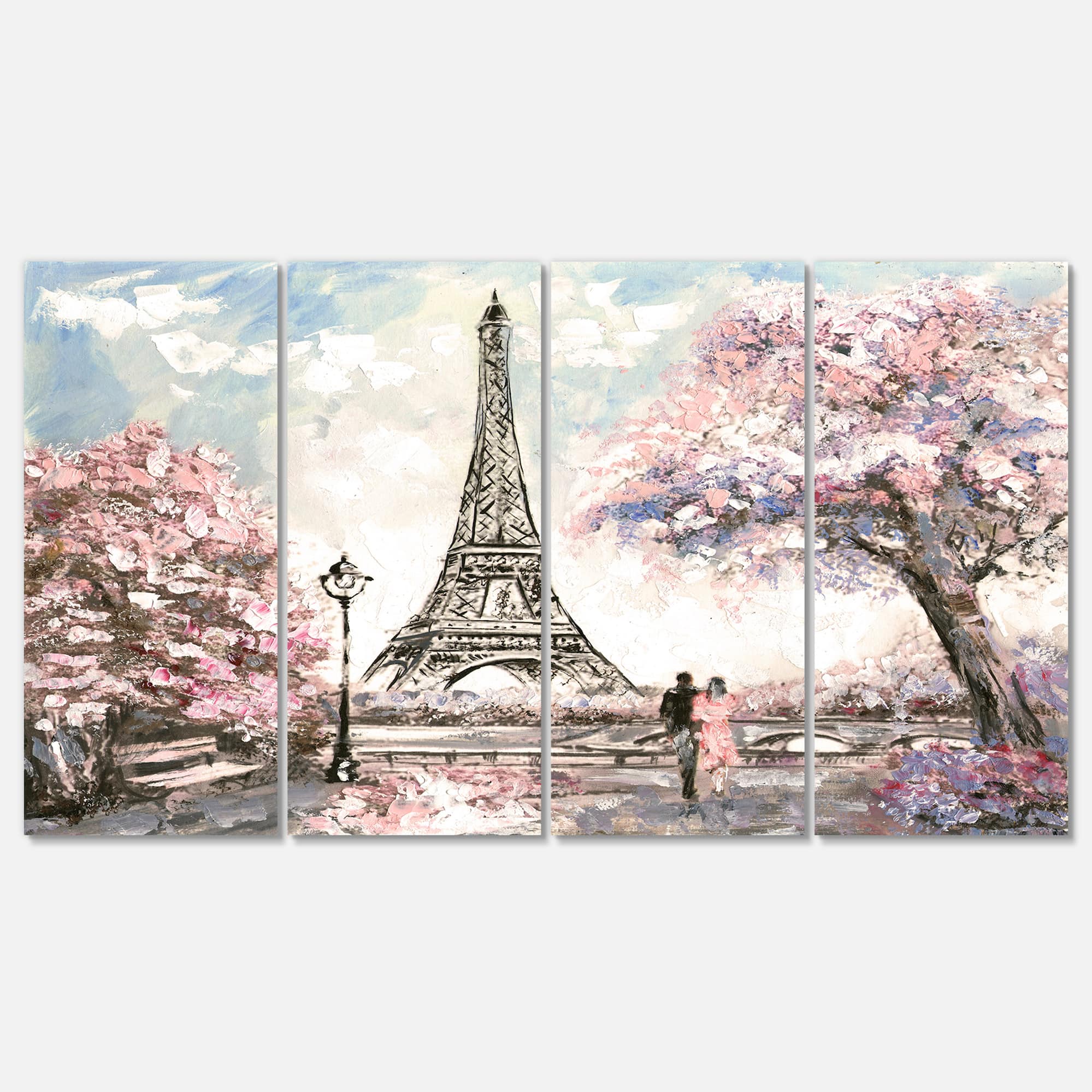 Designart - Eiffel with Pink Flowers